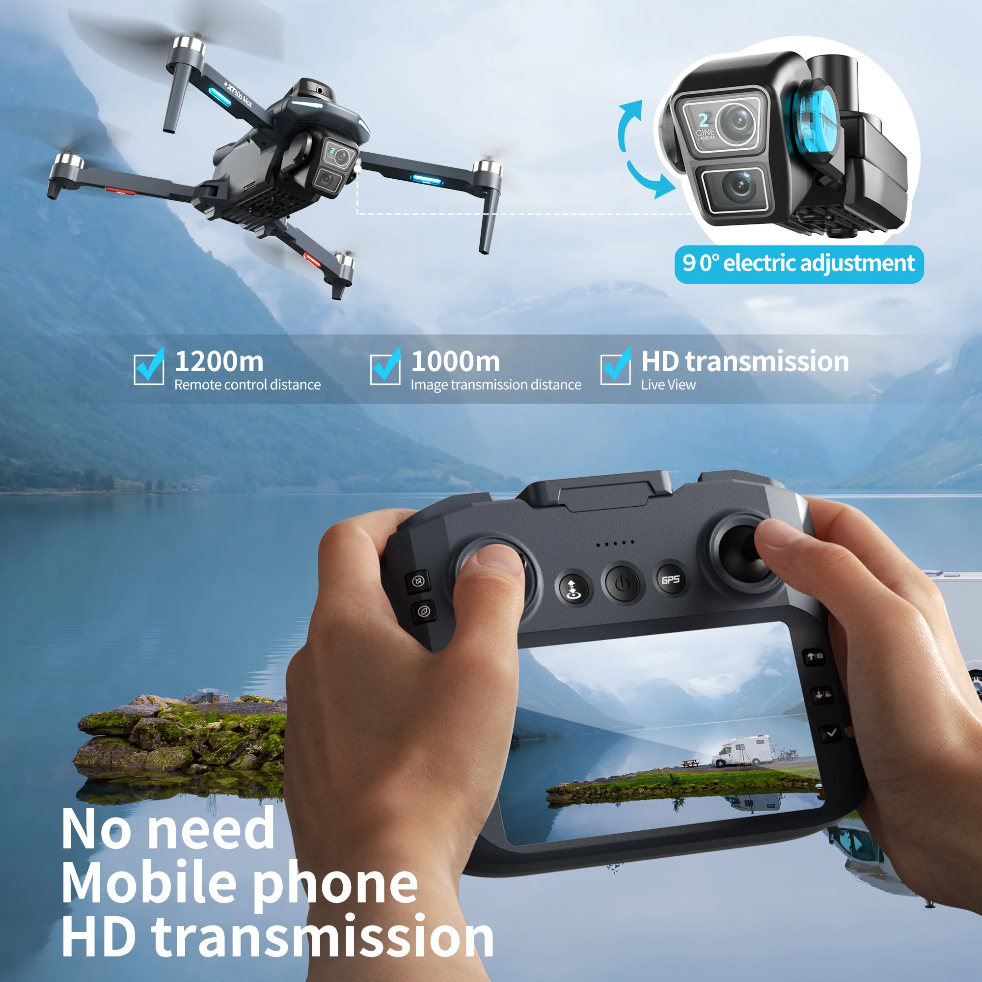 Original XT606 MAX GPS Drone H - Drone Mapping ulasan dan harga